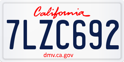 CA license plate 7LZC692