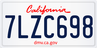 CA license plate 7LZC698