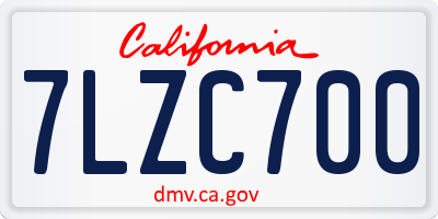 CA license plate 7LZC700