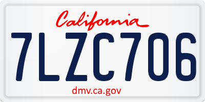 CA license plate 7LZC706