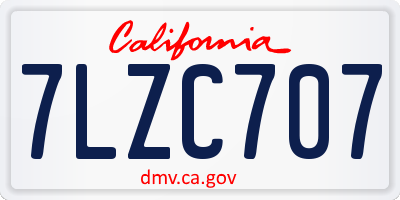 CA license plate 7LZC707