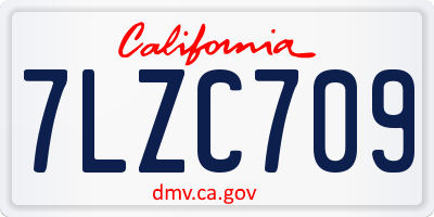 CA license plate 7LZC709
