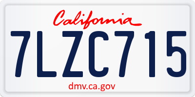 CA license plate 7LZC715