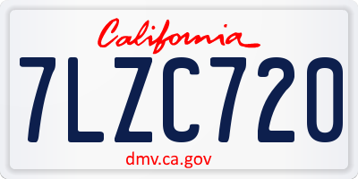 CA license plate 7LZC720