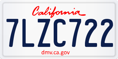 CA license plate 7LZC722