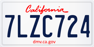 CA license plate 7LZC724