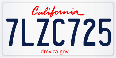 CA license plate 7LZC725