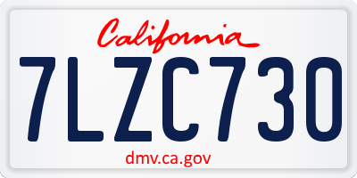 CA license plate 7LZC730