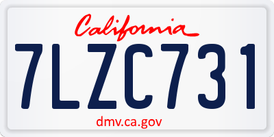 CA license plate 7LZC731