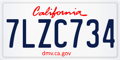 CA license plate 7LZC734