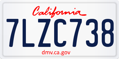 CA license plate 7LZC738