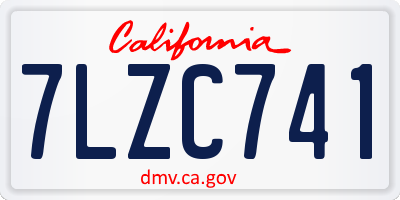 CA license plate 7LZC741