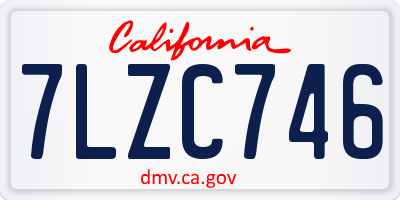CA license plate 7LZC746