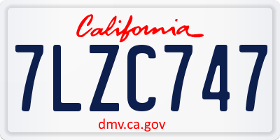 CA license plate 7LZC747
