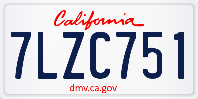 CA license plate 7LZC751