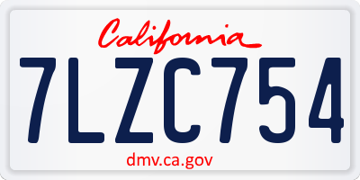 CA license plate 7LZC754