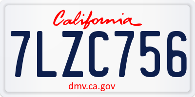 CA license plate 7LZC756