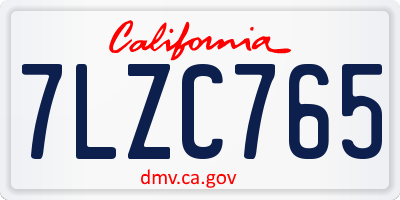 CA license plate 7LZC765