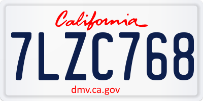 CA license plate 7LZC768
