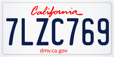 CA license plate 7LZC769