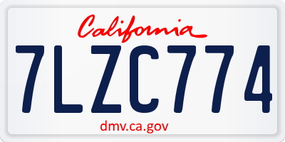 CA license plate 7LZC774
