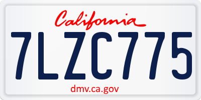 CA license plate 7LZC775