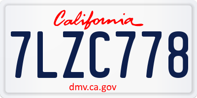 CA license plate 7LZC778