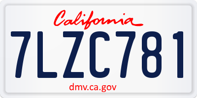 CA license plate 7LZC781
