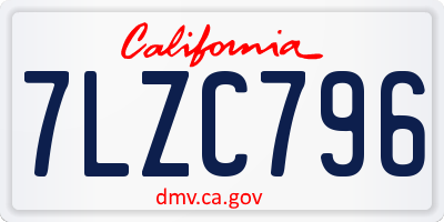 CA license plate 7LZC796