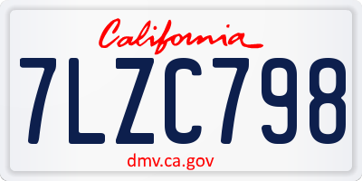 CA license plate 7LZC798