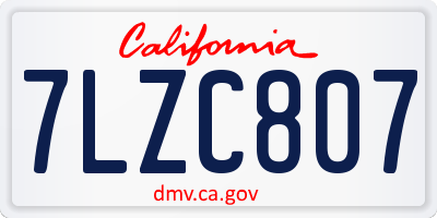 CA license plate 7LZC807