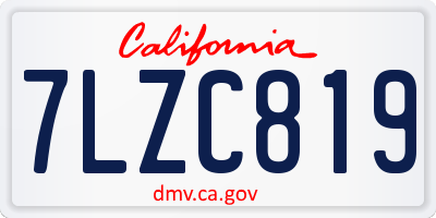 CA license plate 7LZC819