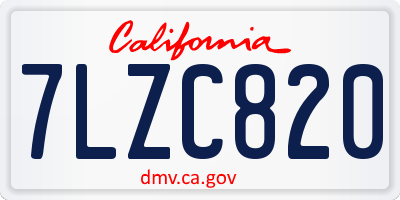 CA license plate 7LZC820