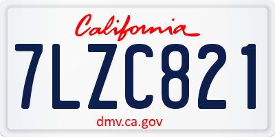 CA license plate 7LZC821