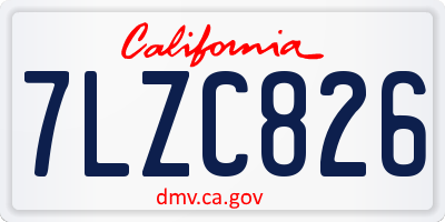 CA license plate 7LZC826