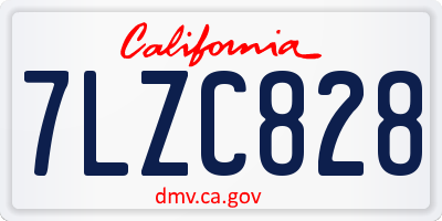 CA license plate 7LZC828