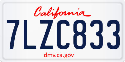 CA license plate 7LZC833