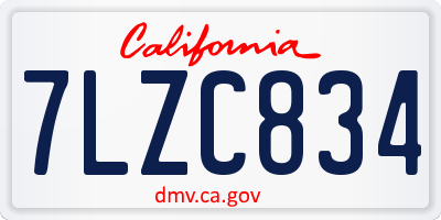 CA license plate 7LZC834