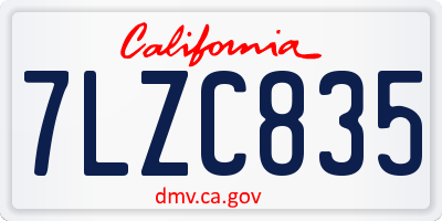 CA license plate 7LZC835