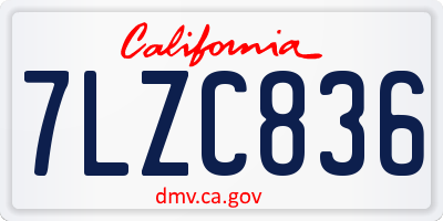 CA license plate 7LZC836