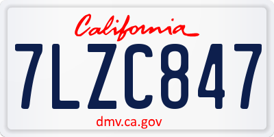 CA license plate 7LZC847