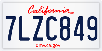 CA license plate 7LZC849