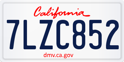 CA license plate 7LZC852