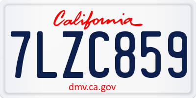 CA license plate 7LZC859