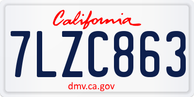 CA license plate 7LZC863