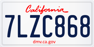 CA license plate 7LZC868
