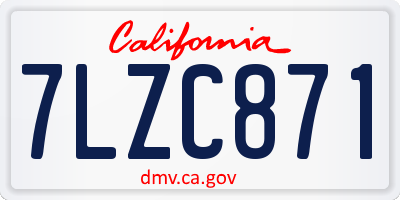 CA license plate 7LZC871