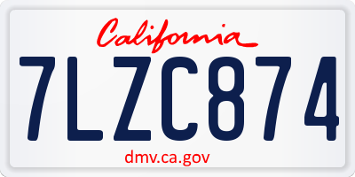 CA license plate 7LZC874