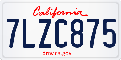 CA license plate 7LZC875