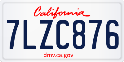 CA license plate 7LZC876
